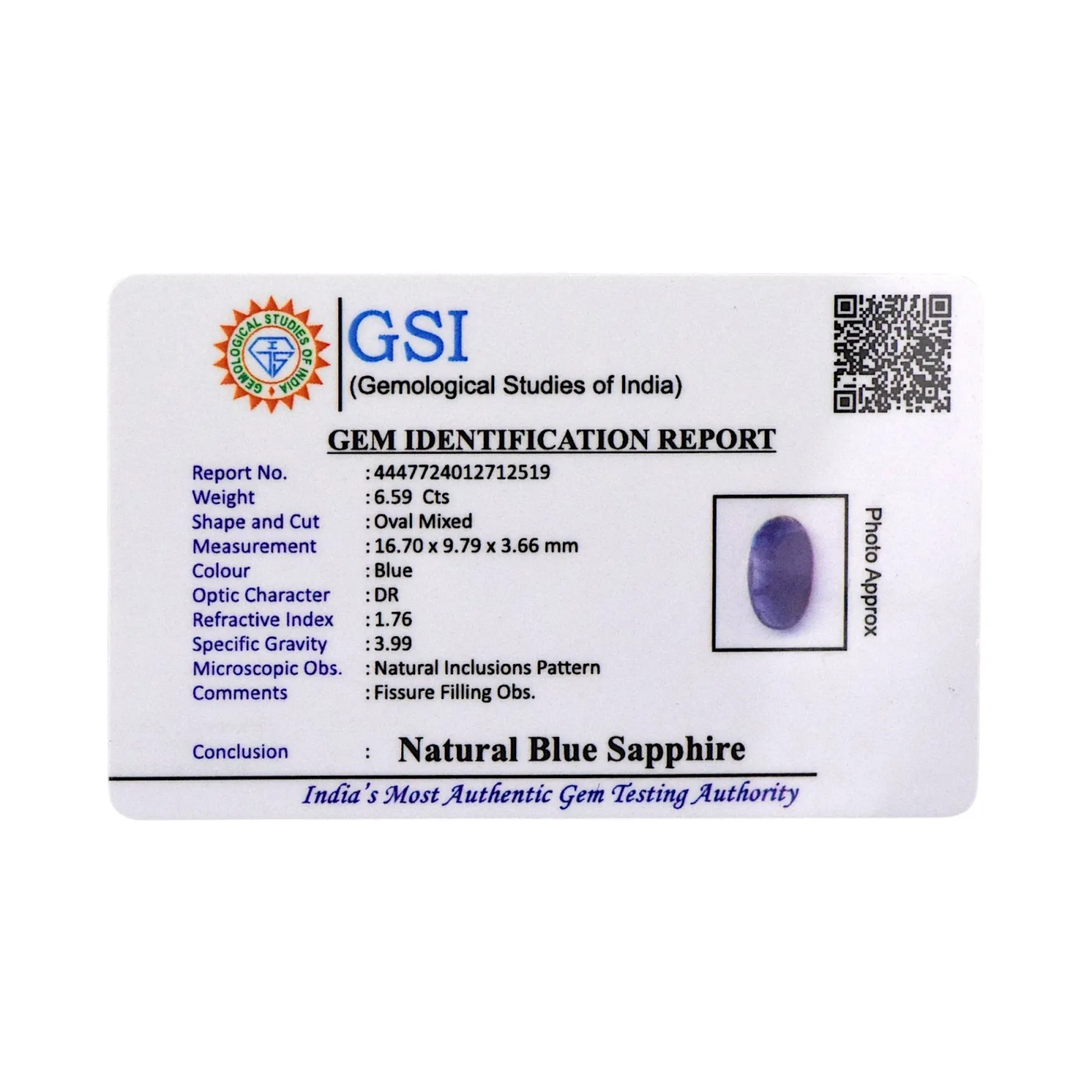 Blue Sapphire - 6.59 Carat