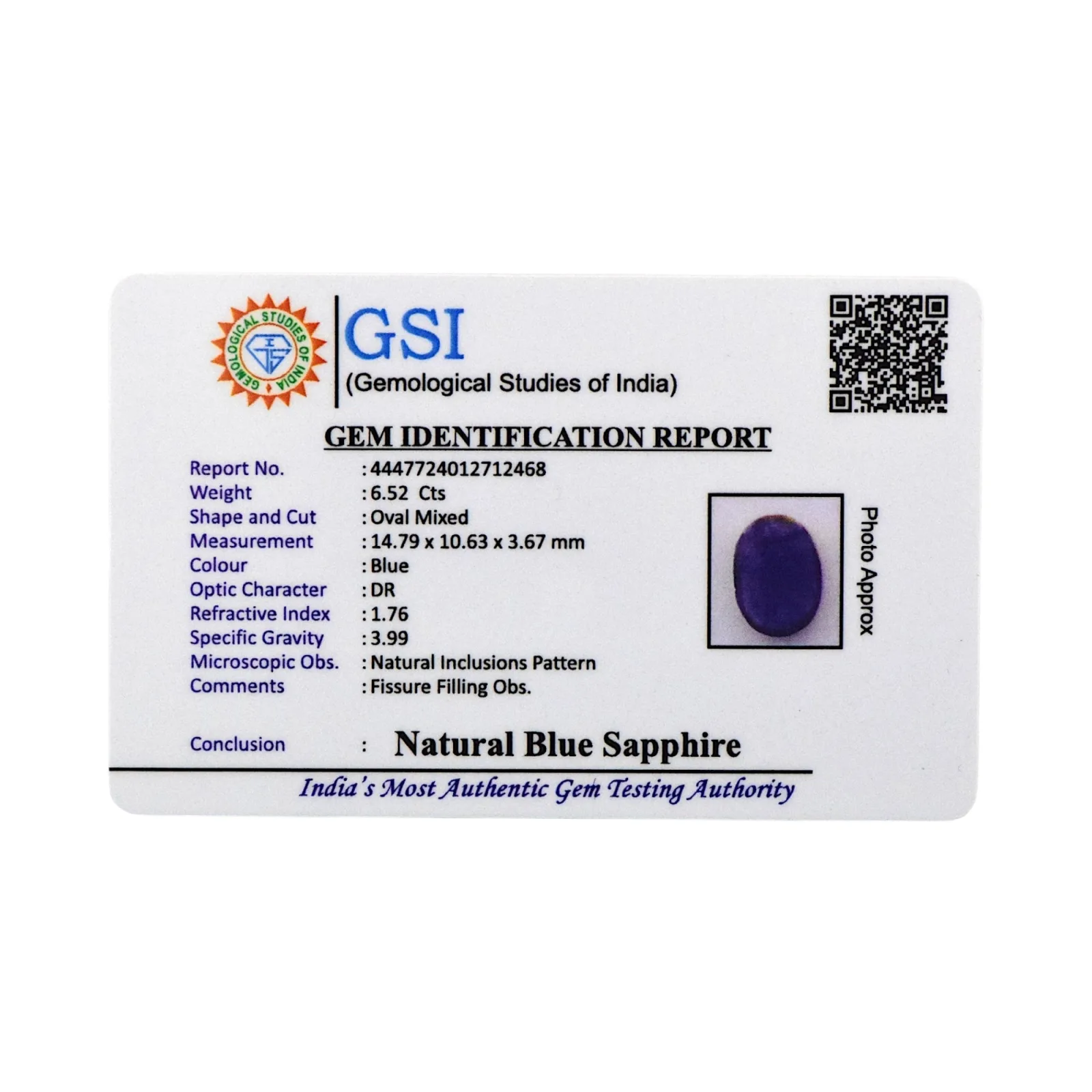 Blue Sapphire - 6.52 Carat