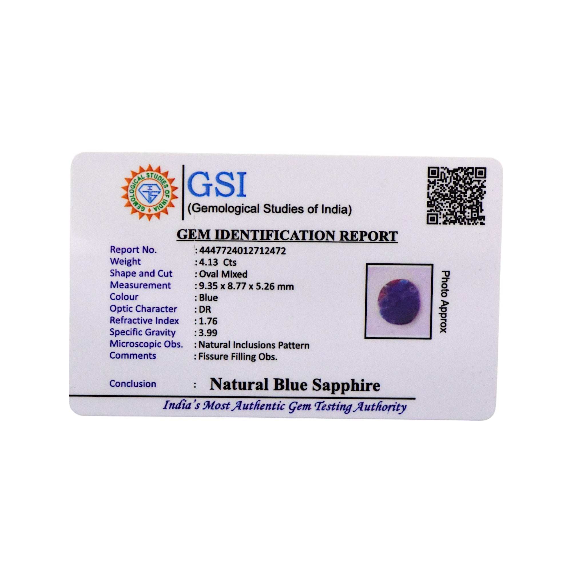 Blue Sapphire - 4.13 Carat