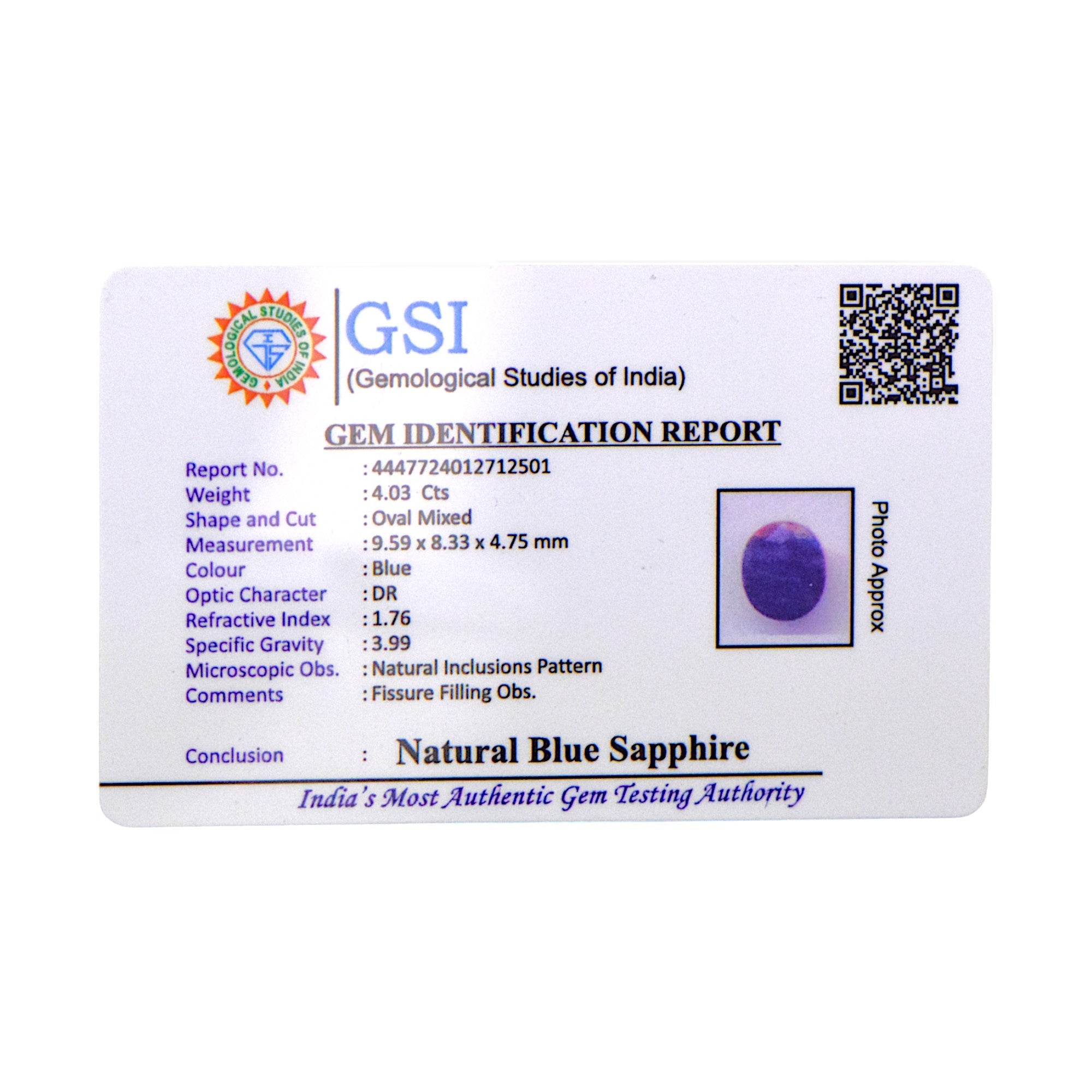 Blue Sapphire - 4.03 Carat