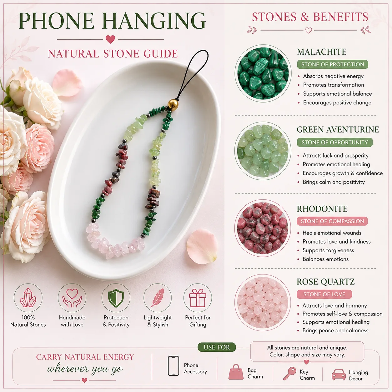 Multicolor Healing Crystal Phone Hanging