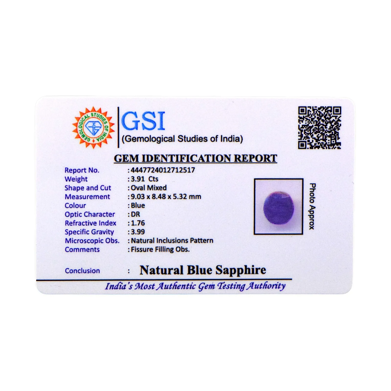 Blue Sapphire - 3.91 Carat