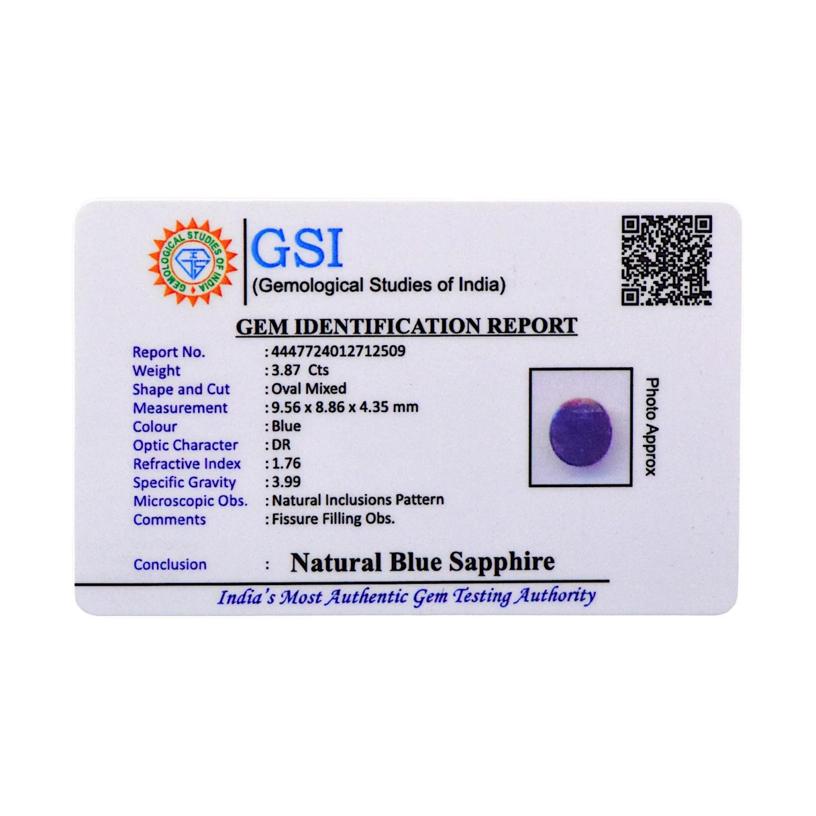 Blue Sapphire - 3.87 Carat