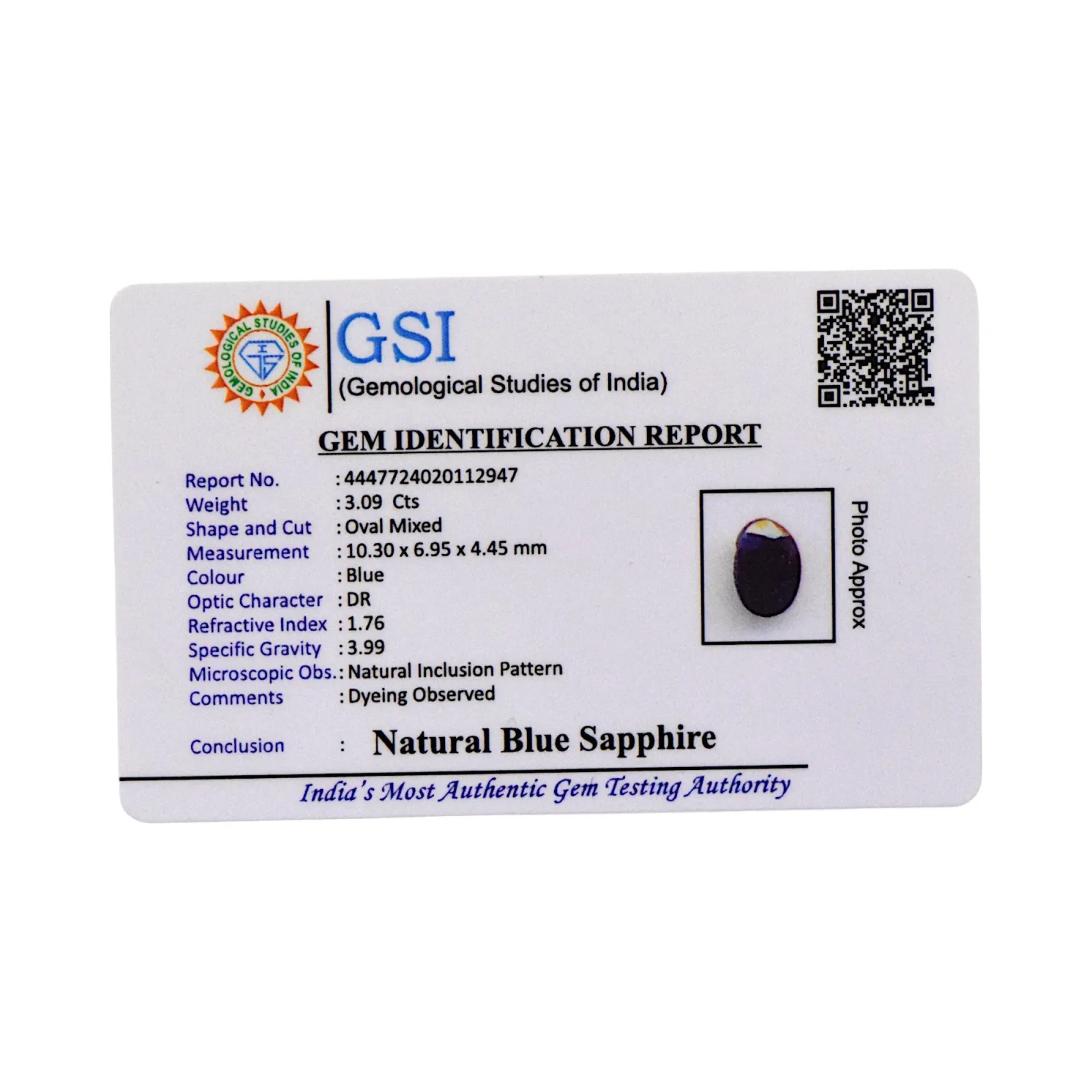 Blue Sapphire - 3.09 Carat
