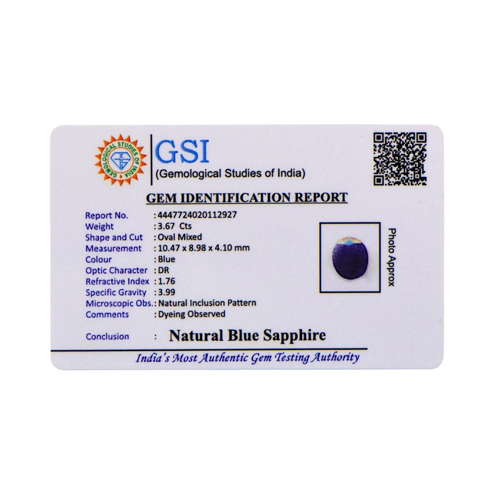 Blue Sapphire - 3.67 Carat