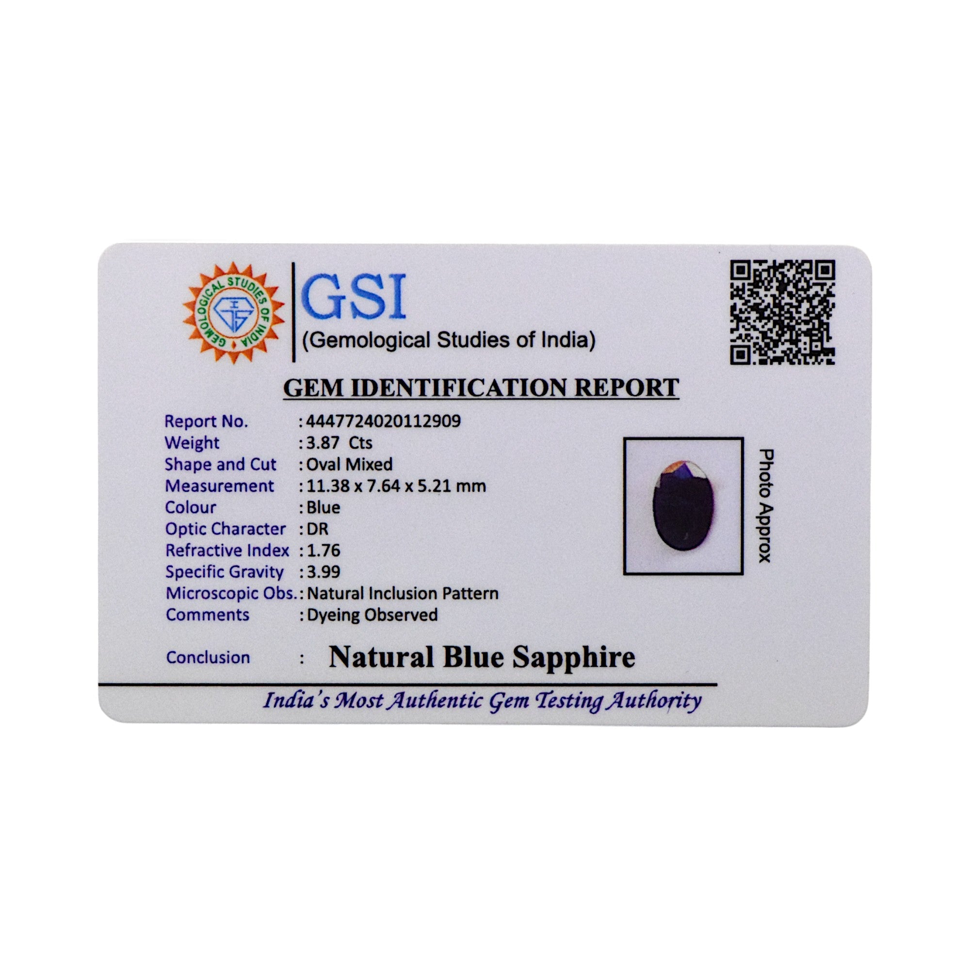 Blue Sapphire - 3.87 Carat