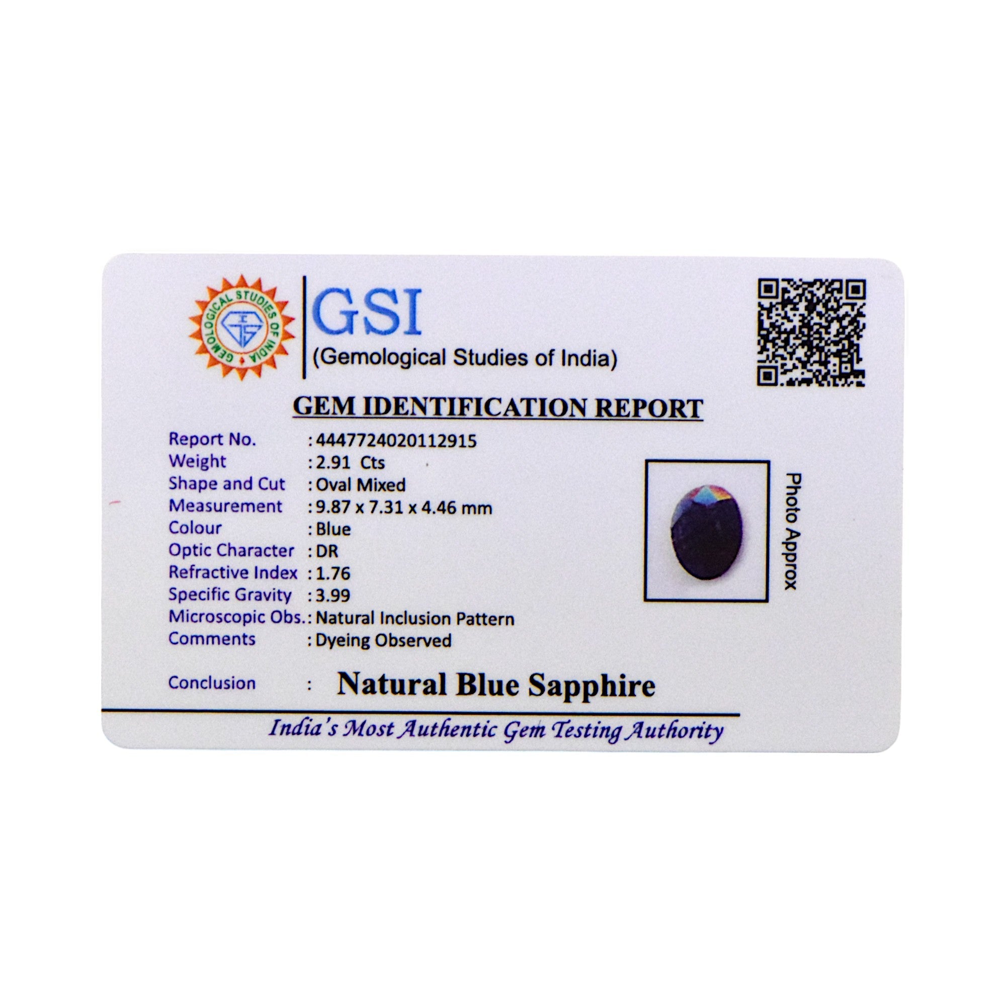 Blue Sapphire - 2.91 Carat