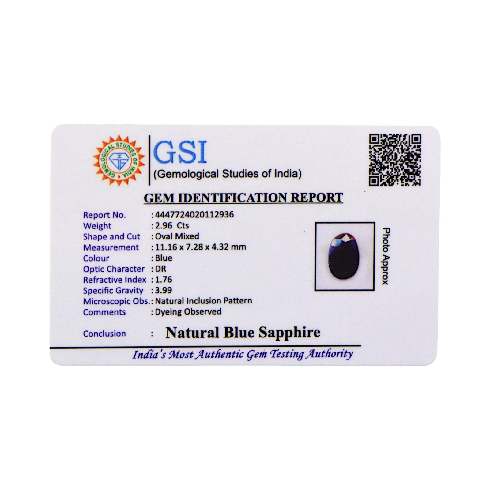 Blue Sapphire - 2.96 Ct