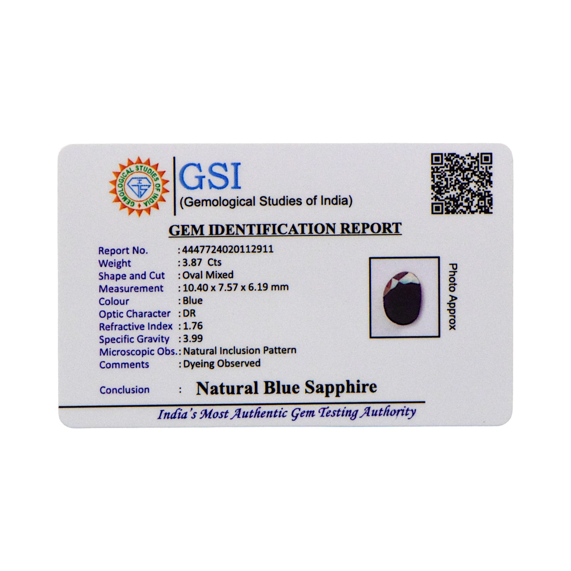 Blue Sapphire - 3.87 Carat