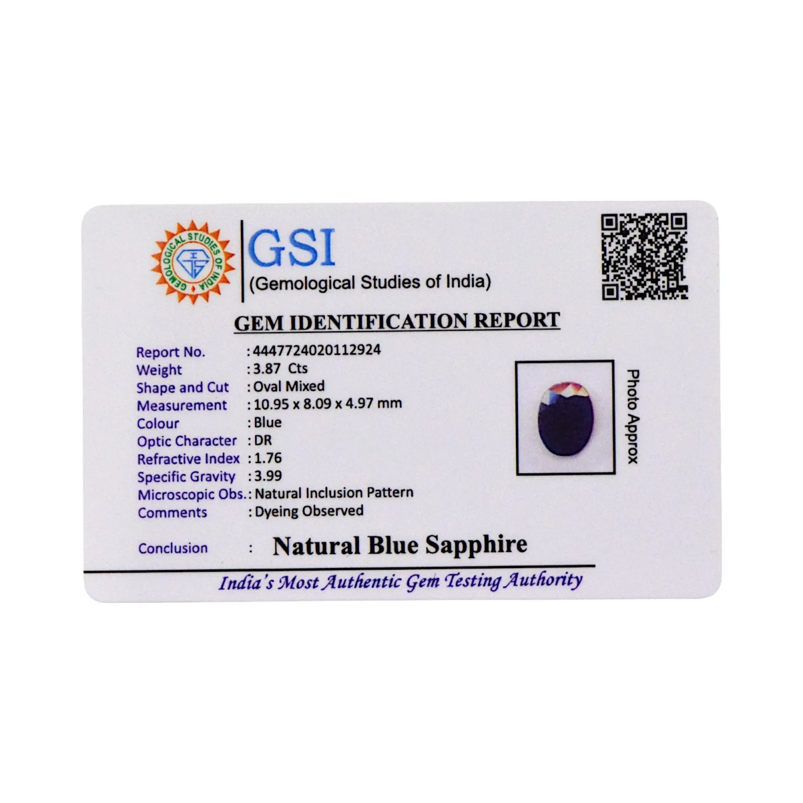 Blue Sapphire - 3.87 Carats