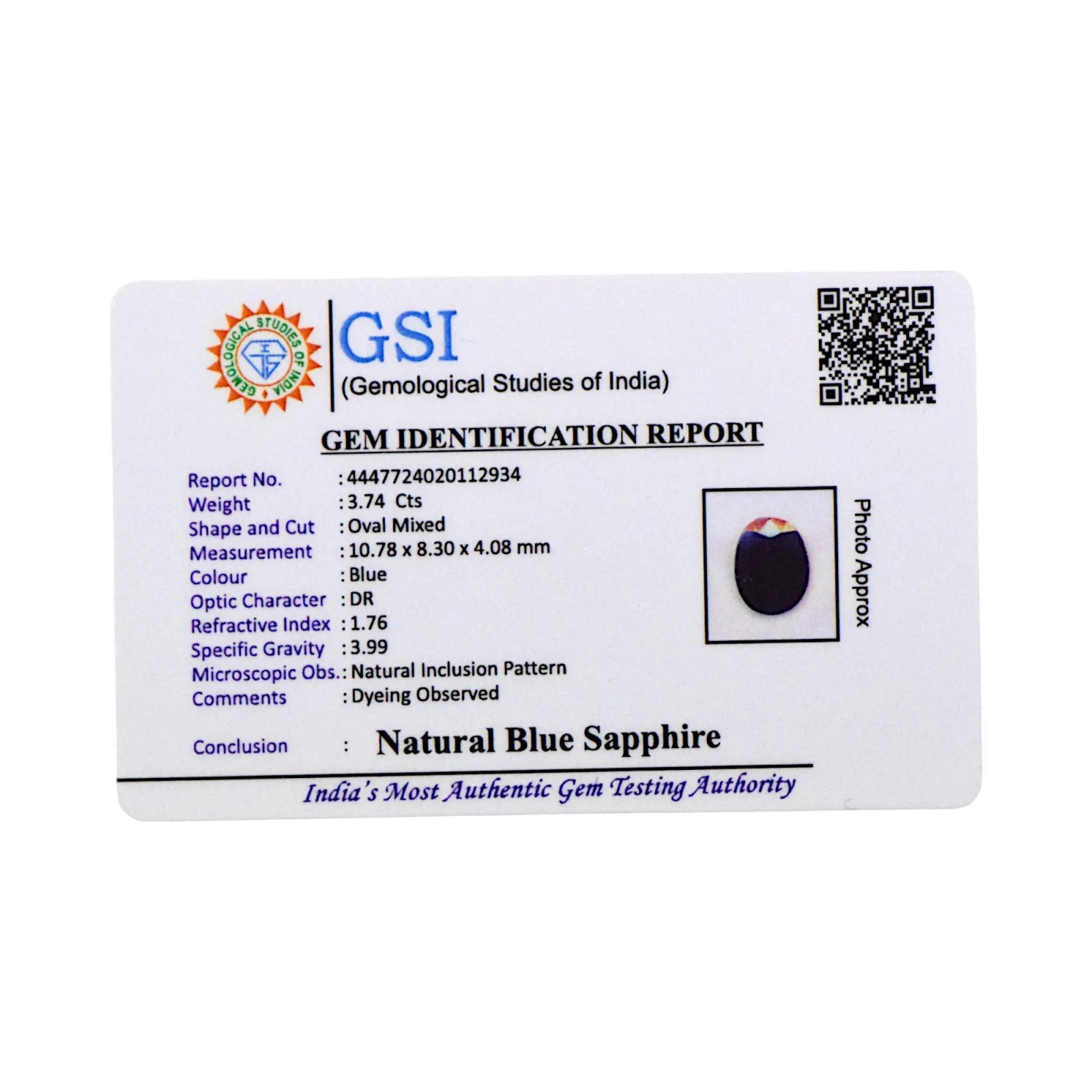 Blue Sapphire - 3.74 Carat