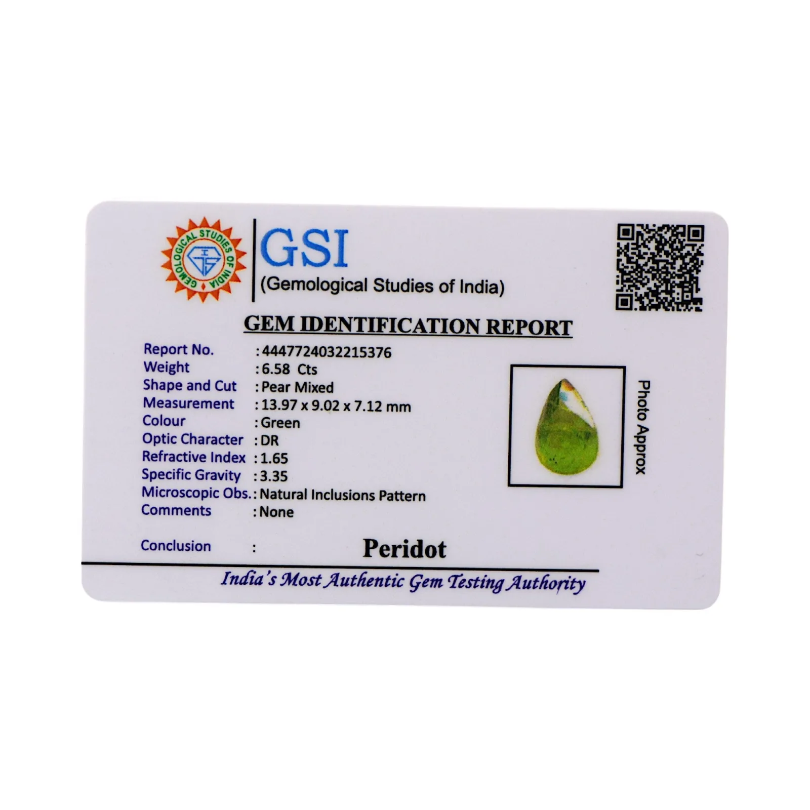 Peridot - 6.58 Carat