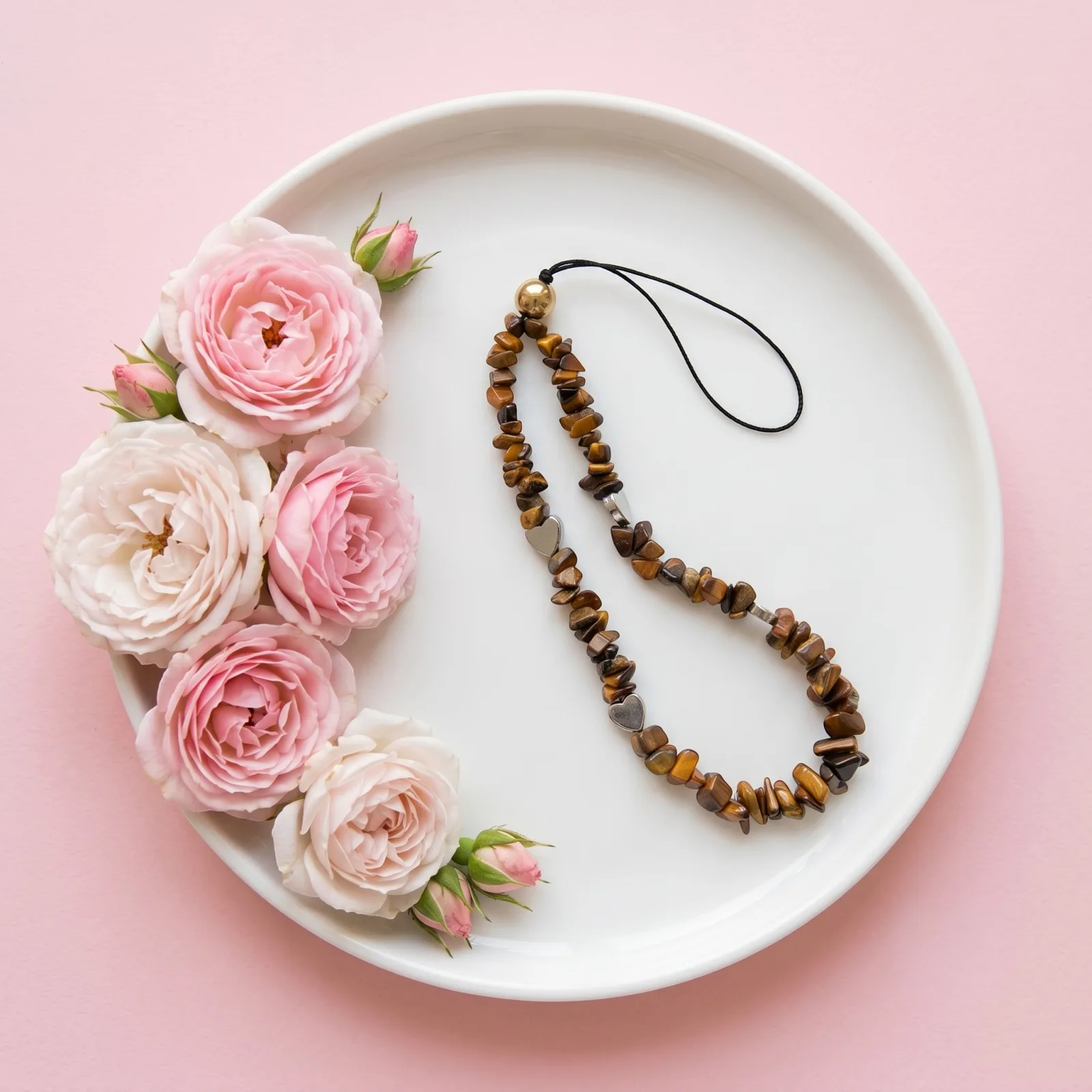Natural Tiger Eye & Hematite Phone Hanging