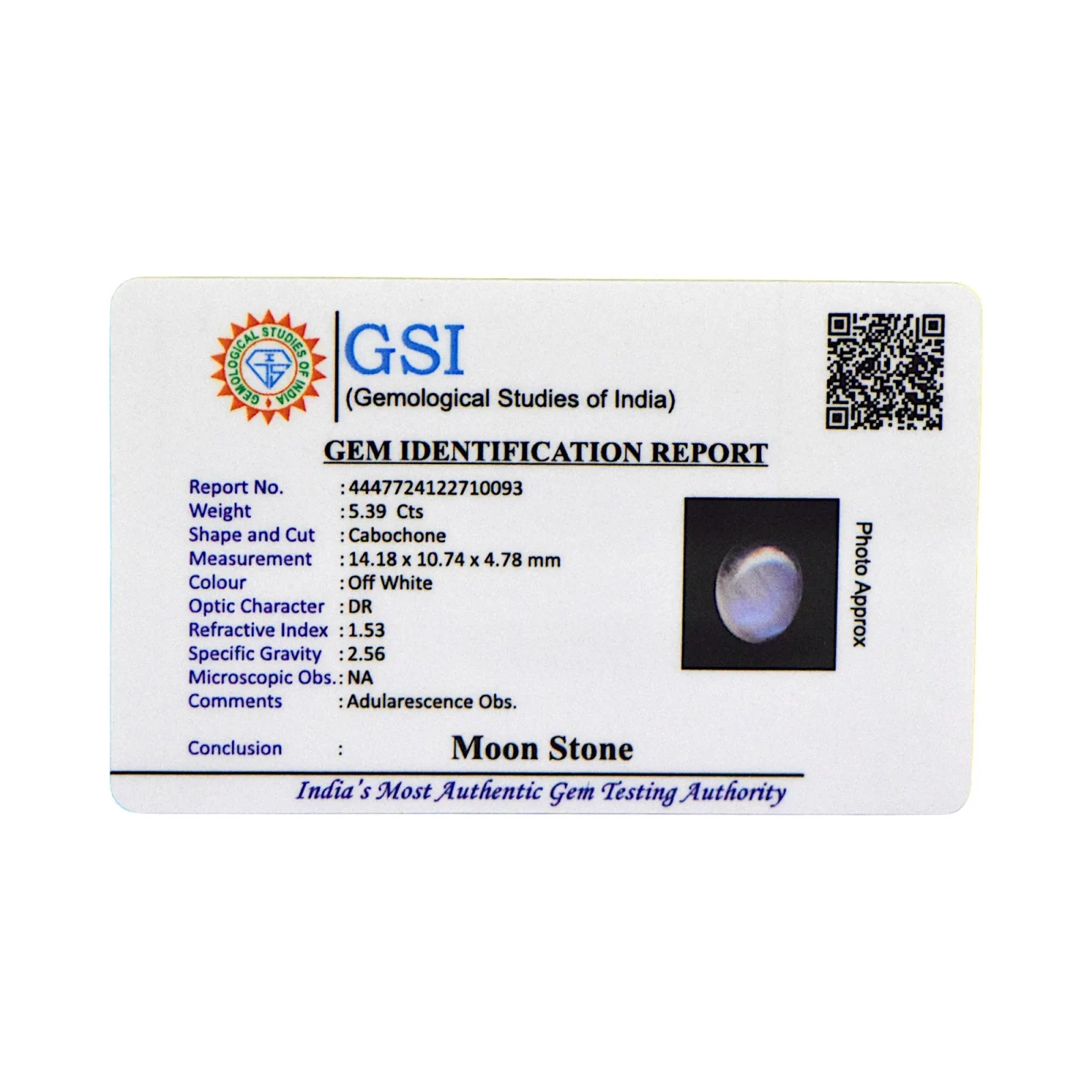 Blue Moonstone - 5.39 Carat