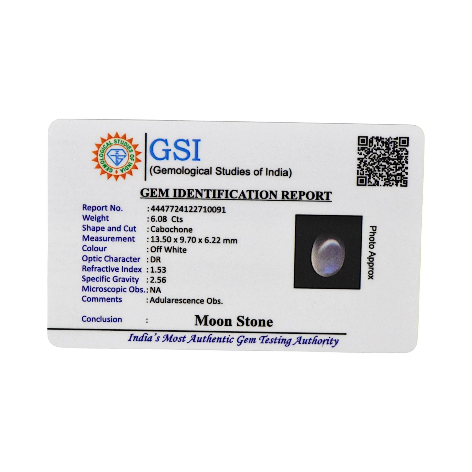 Blue Moonstone - 6.08 Carat