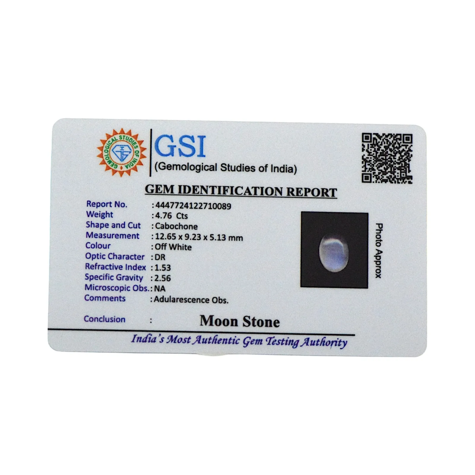 Blue Moonstone - 4.76 Carat