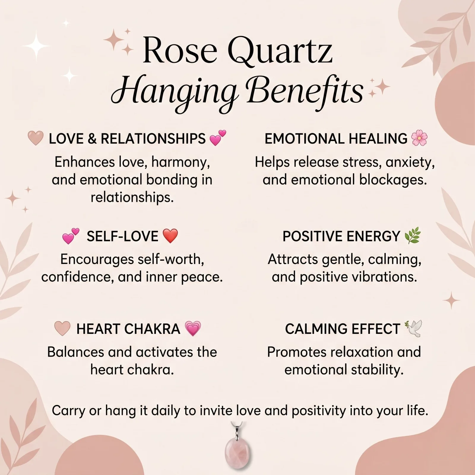 Natural Rose Quartz Crystal Phone Hanging