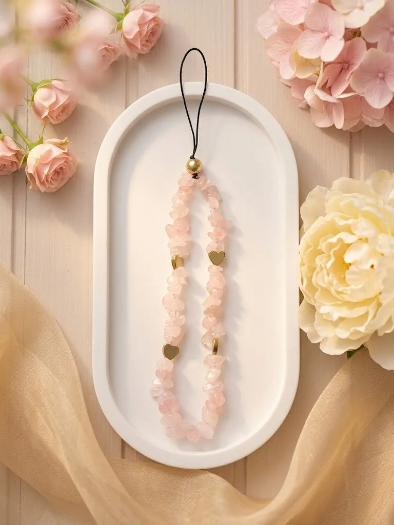Natural Rose Quartz Crystal Phone Hanging