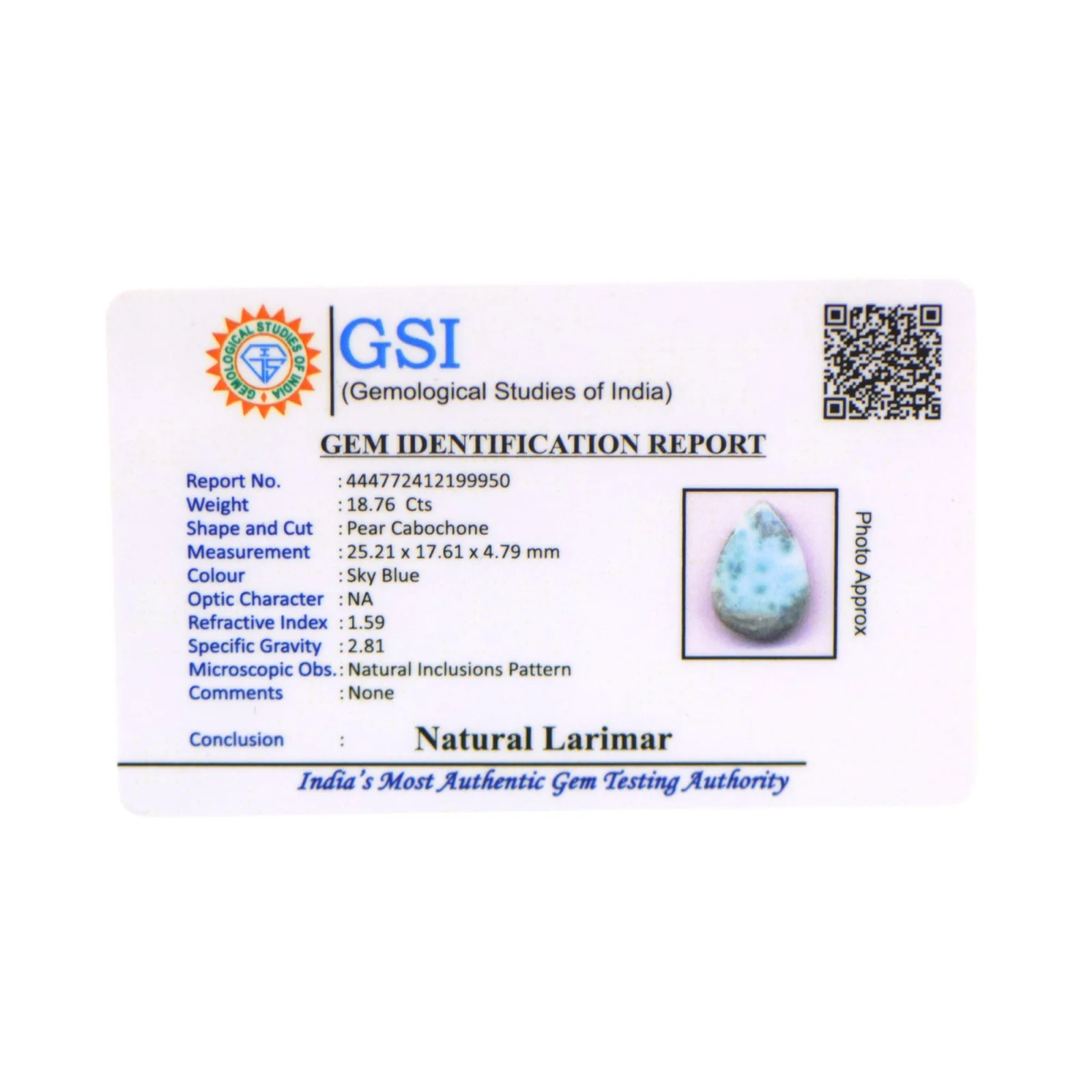 Larimar - 18.76 Carat
