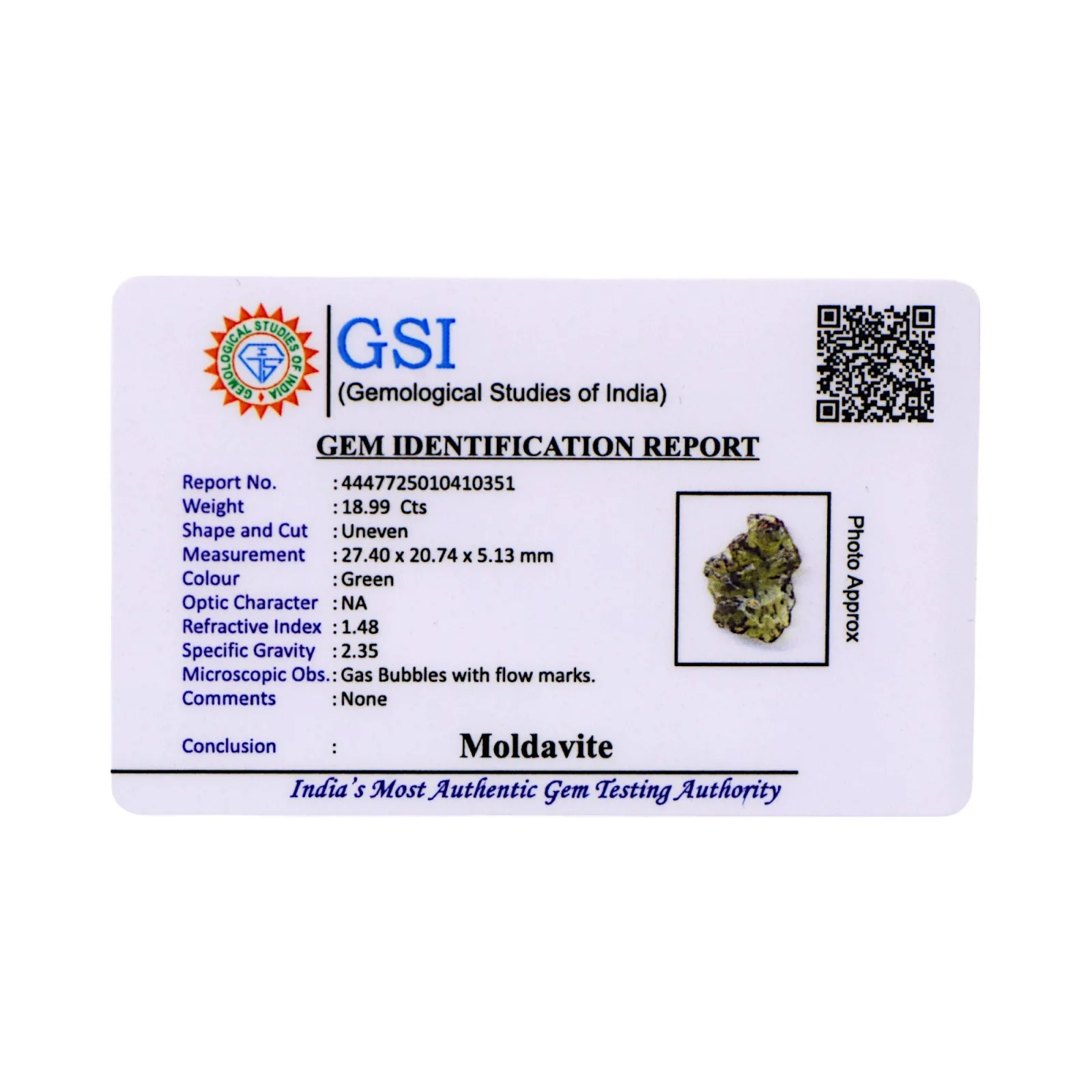 Moldavite - 18.99 Carat