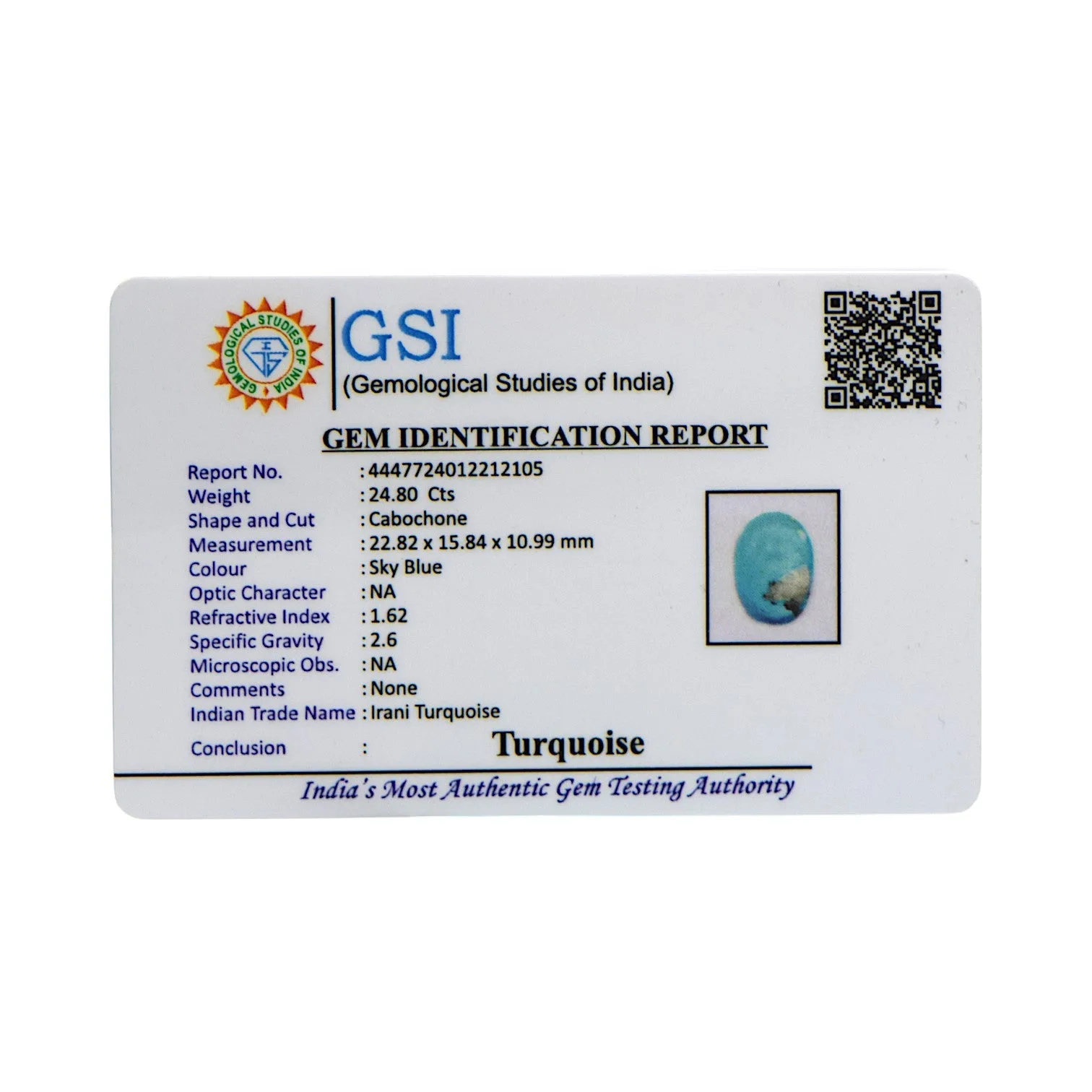 Irani Turquoise - 24.8 Carat / AA-Quality