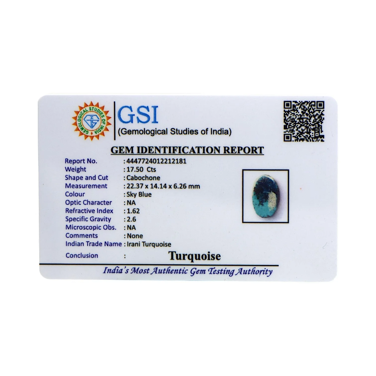 Irani Turquoise - 17.5 Carat / AA-Quality