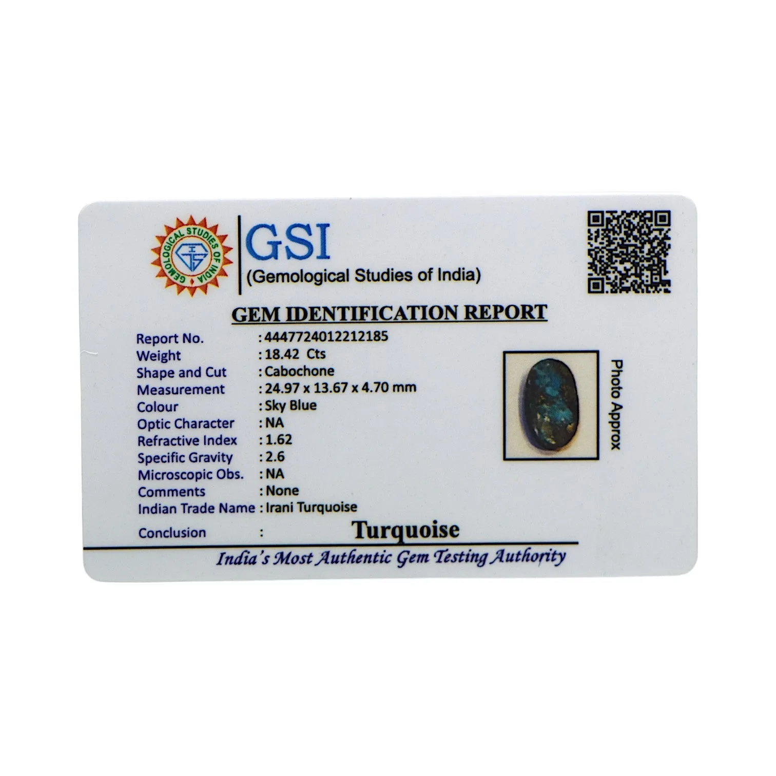 Irani Turquoise - 18.42 Carat / AA-Quality
