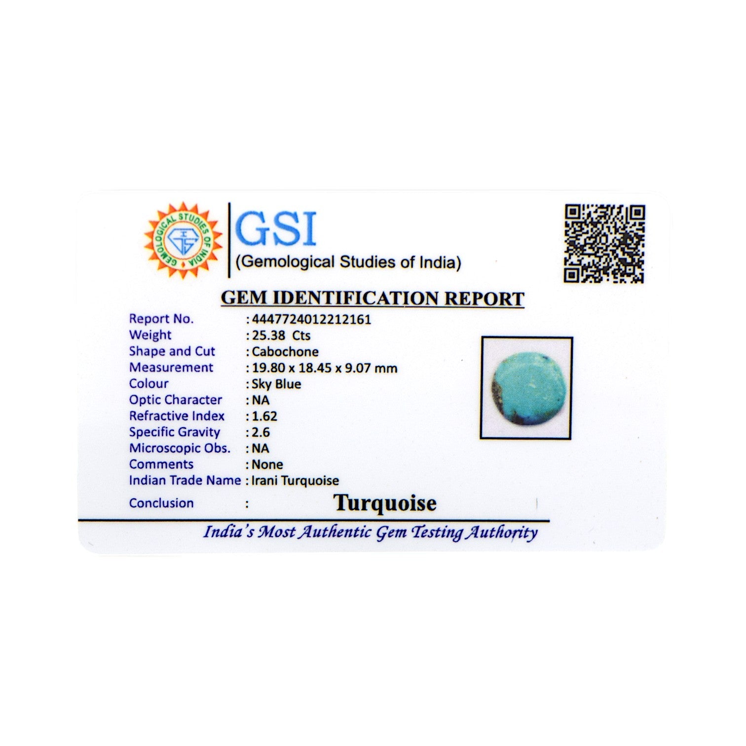 Irani Turquoise - 25.38 Carat / AAA-Quality