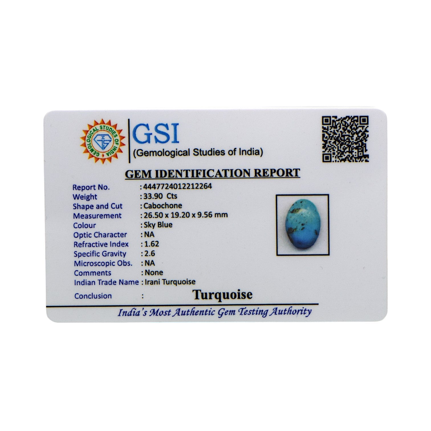 Irani Turquoise - 33.9 Carat / AAA-Quality