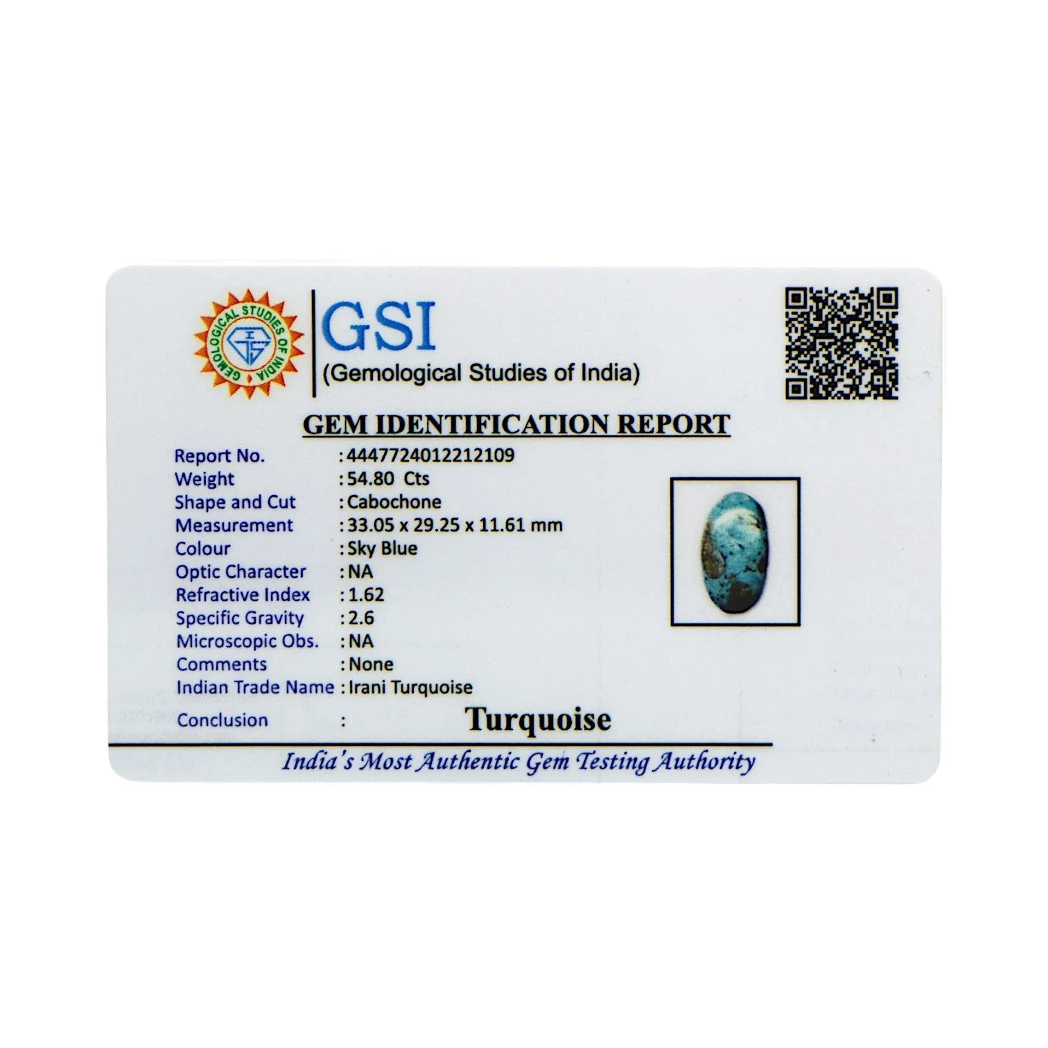 Irani Turquoise - 54.8 Carat / A-Quality