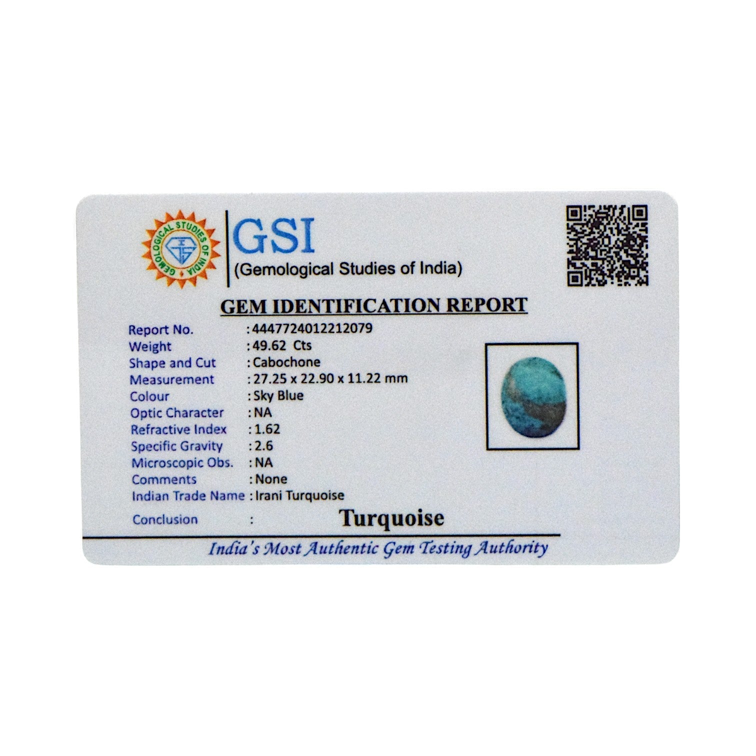 Irani Turquoise - 49.62 Carat / A-Quality