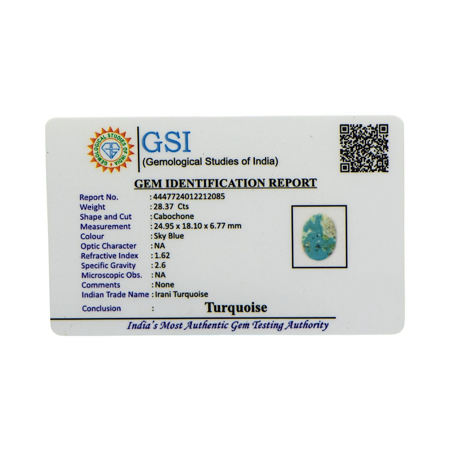 Irani Turquoise - 28.37 Carat / A-Quality