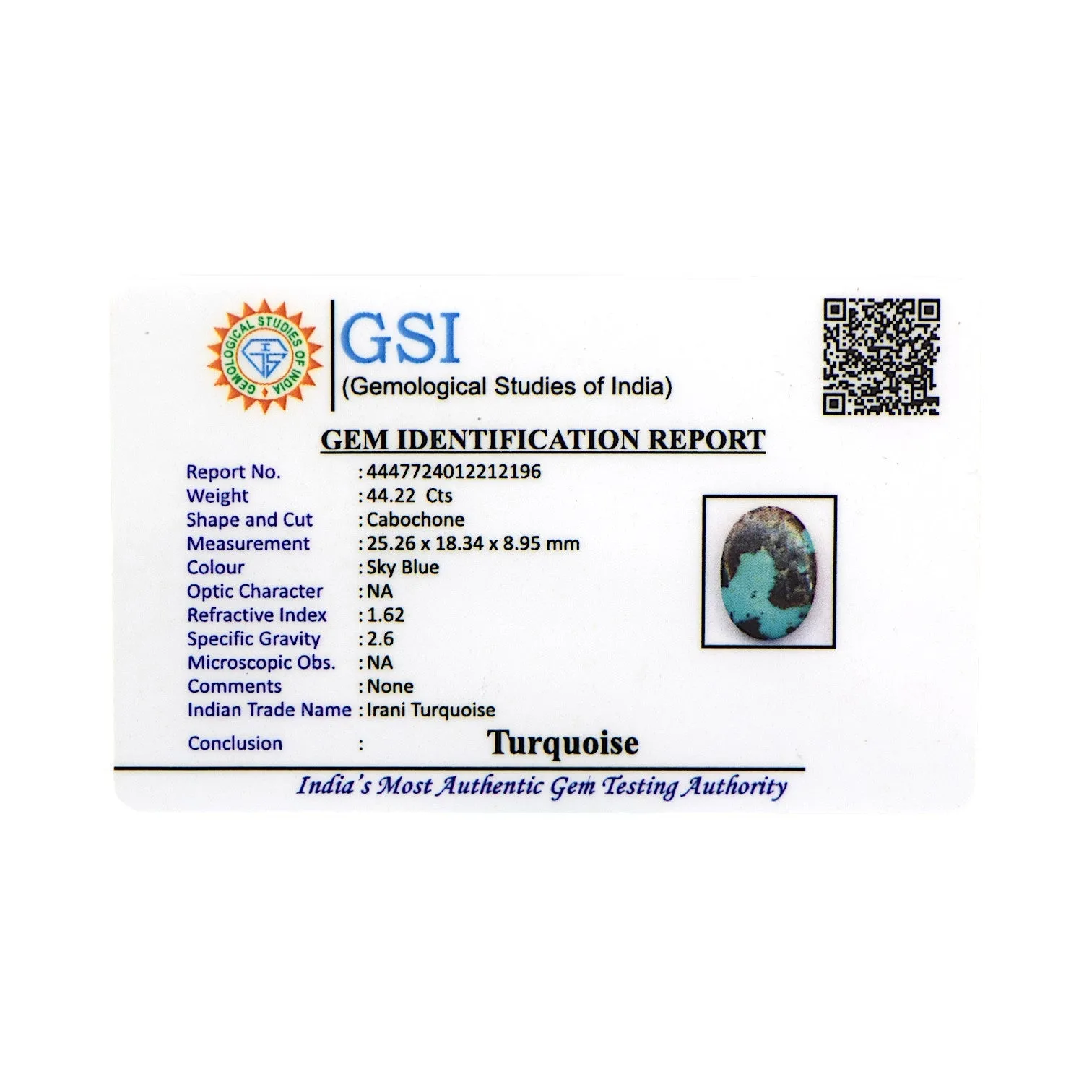 Irani Turquoise - 44.22 Carat / AAA-Quality
