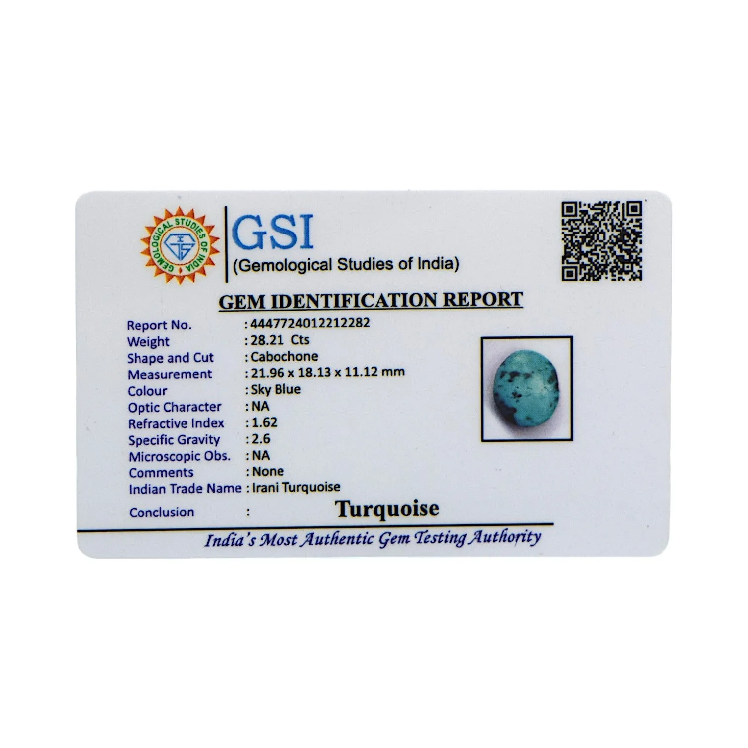 Irani Turquoise - 28.21 Carat / AAA-Quality