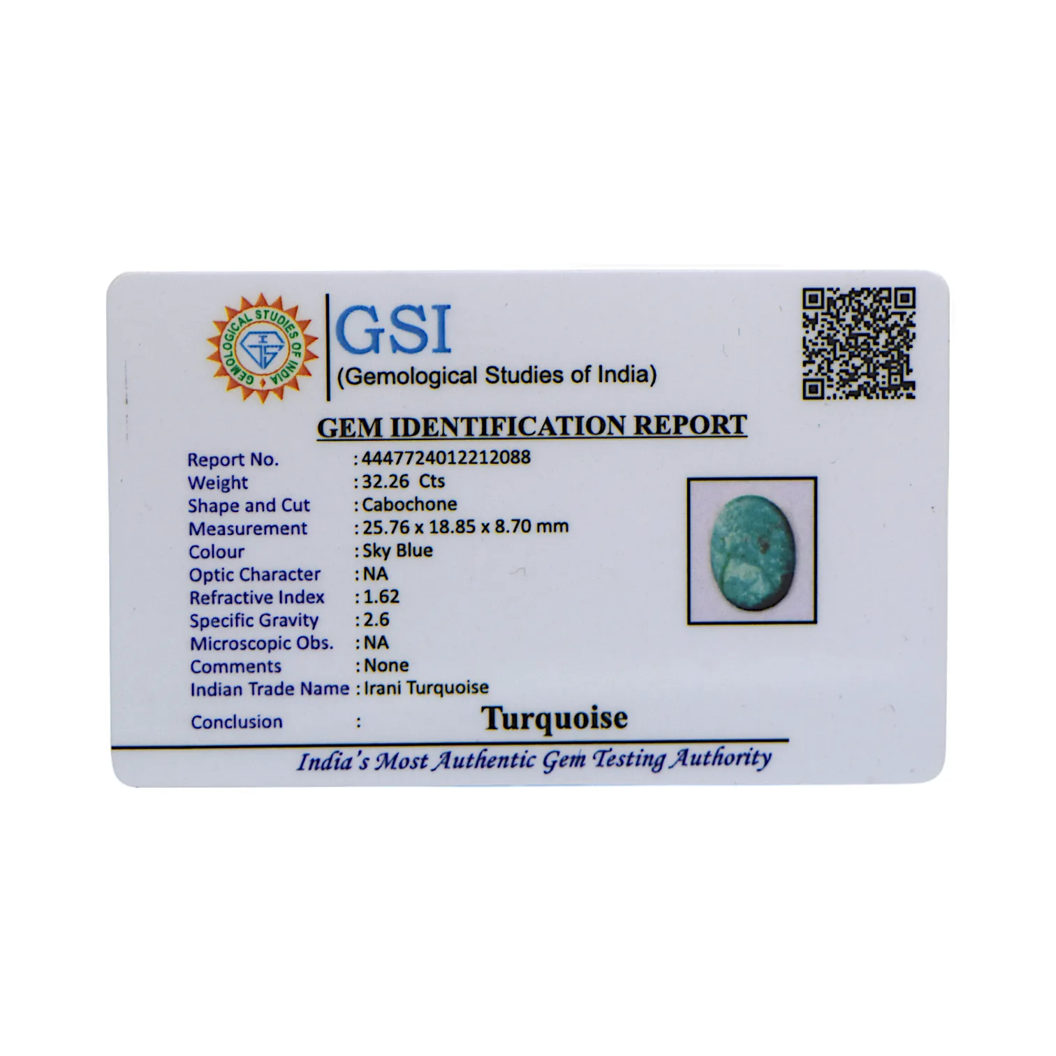 Irani Turquoise - 32.26 Carat / AA-Quality