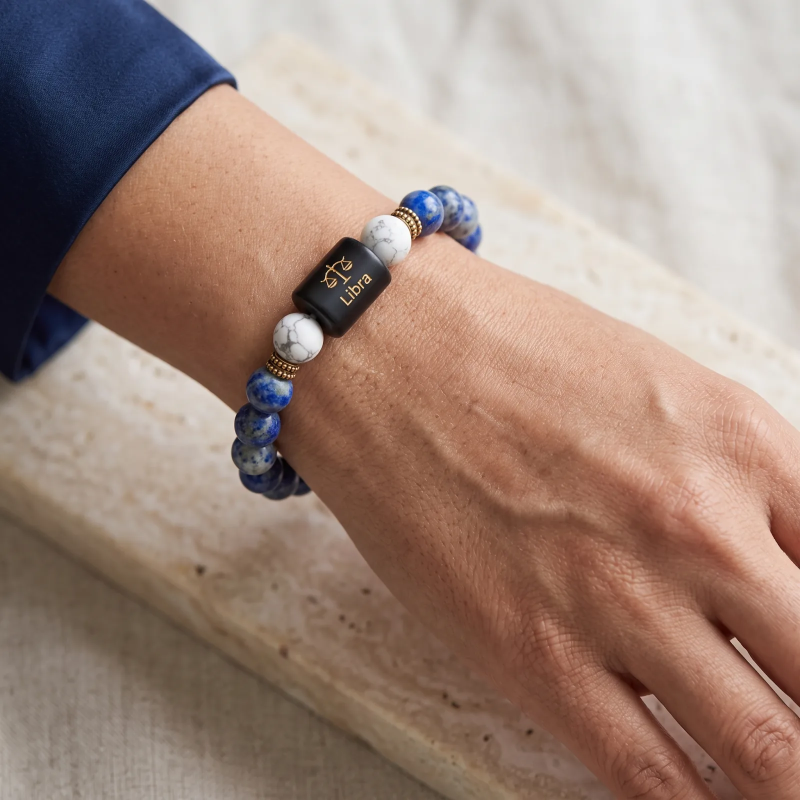 Libra Zodiac Lapis Lazuli & Howlite Bracelet