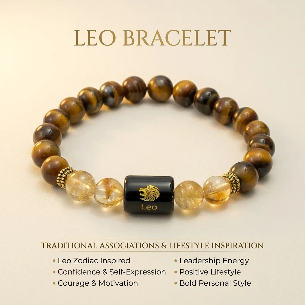 Leo Zodiac Tiger Eye & Citrine Bracelet