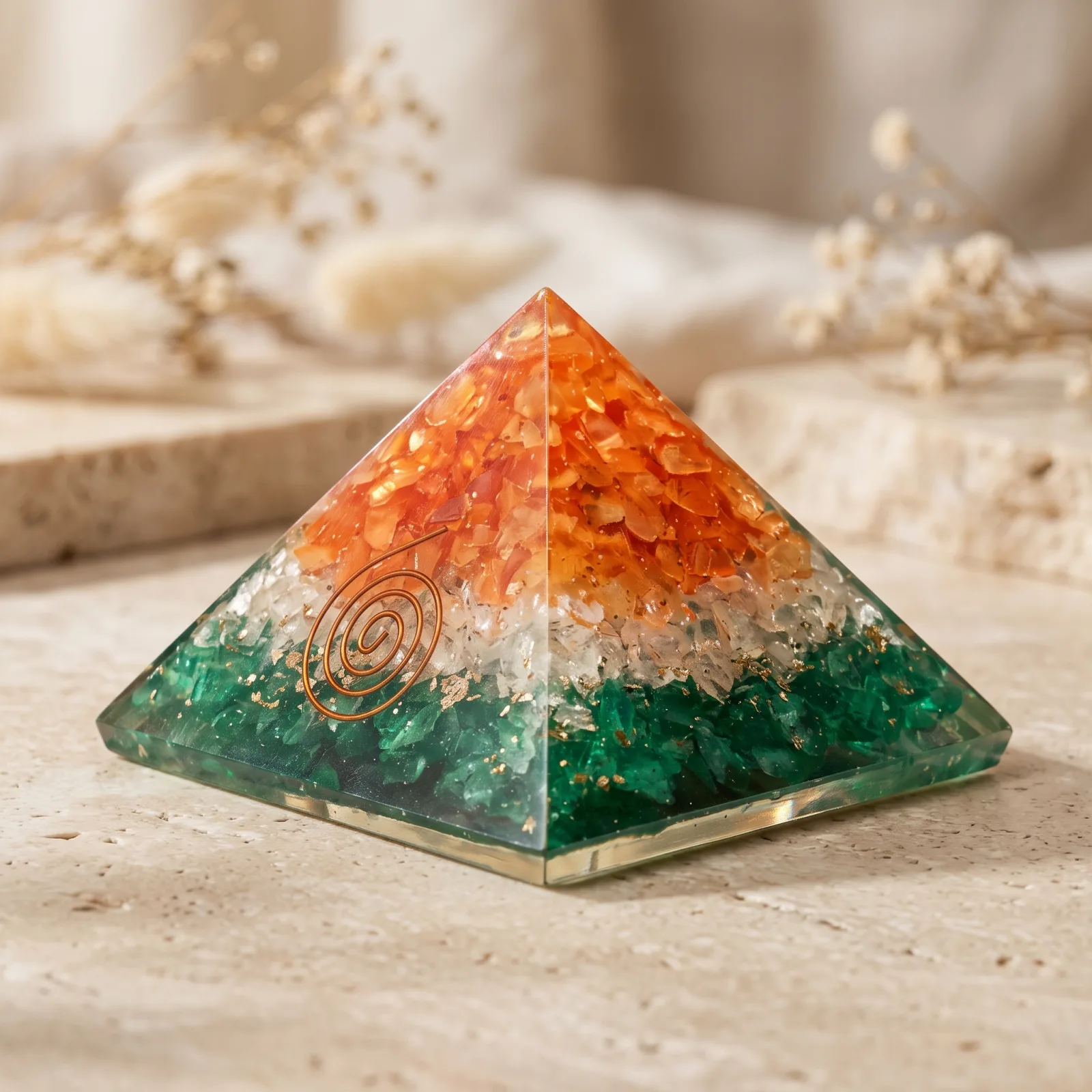 Multi Stone Orgone Pyramid  - 7.5 cm