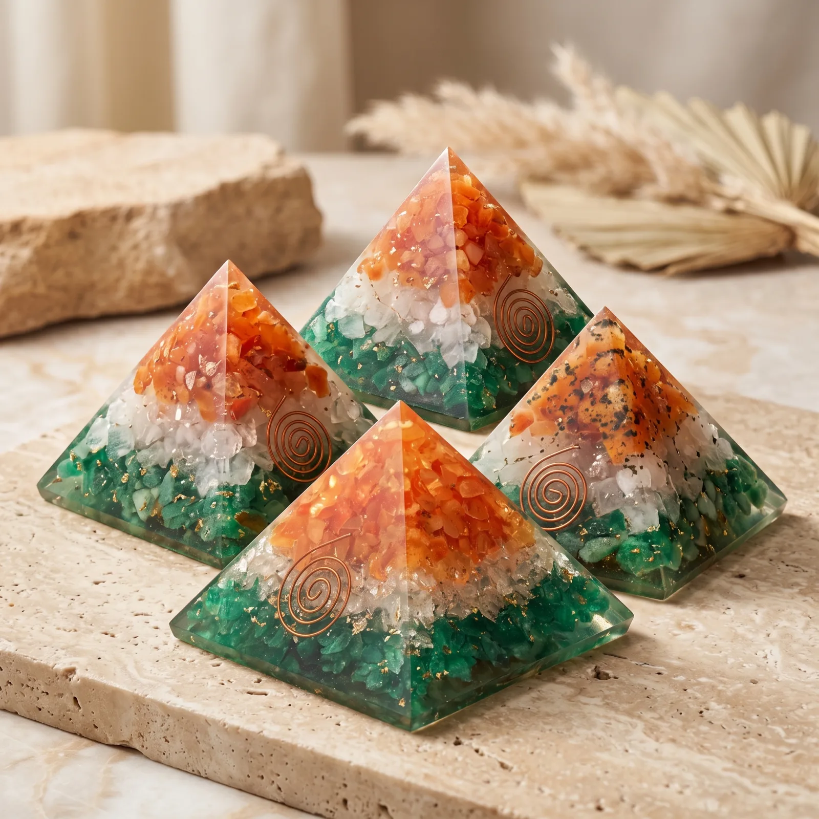 Multi Stone Orgone Pyramid  - 7.5 cm