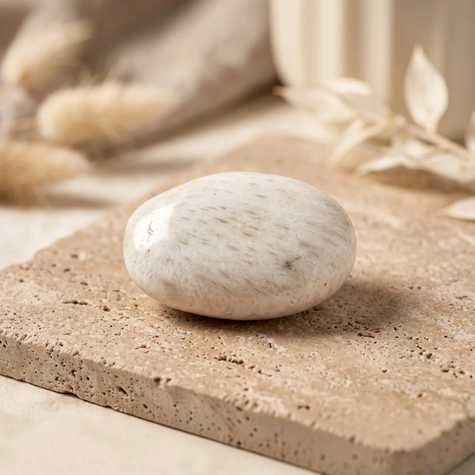 Scolecite Palm Stone