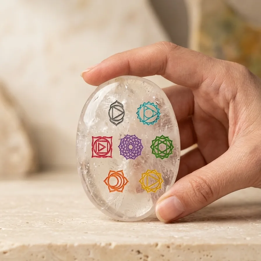 Seven Chakra's Palm Stone