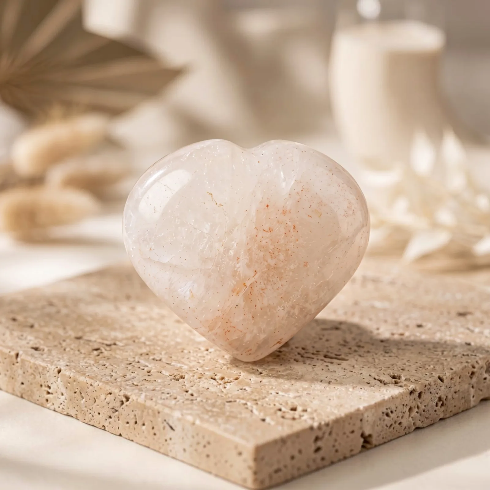 Rose Quartrz Heart Stone