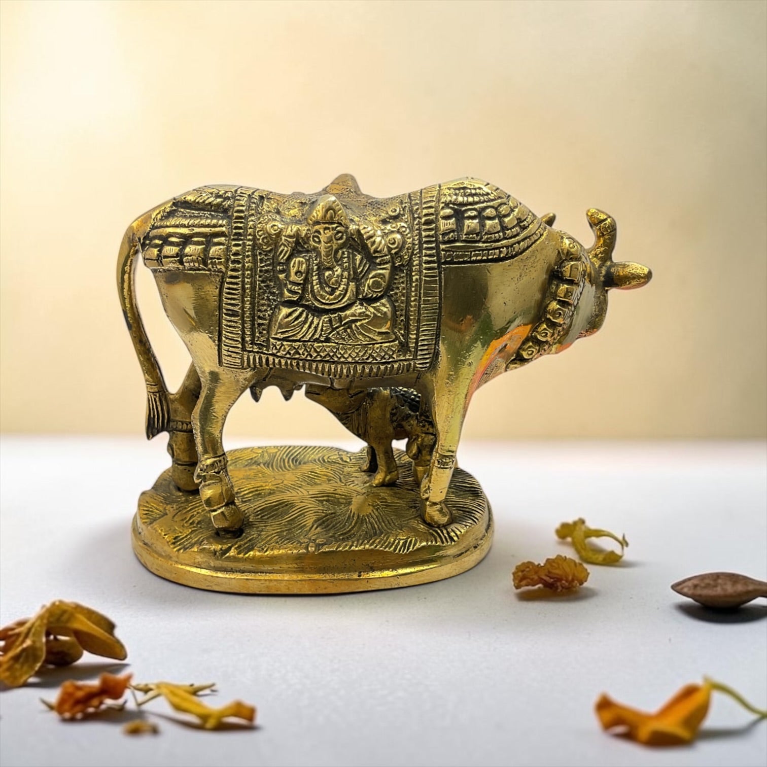Brass Kamdhenu Cow Calf