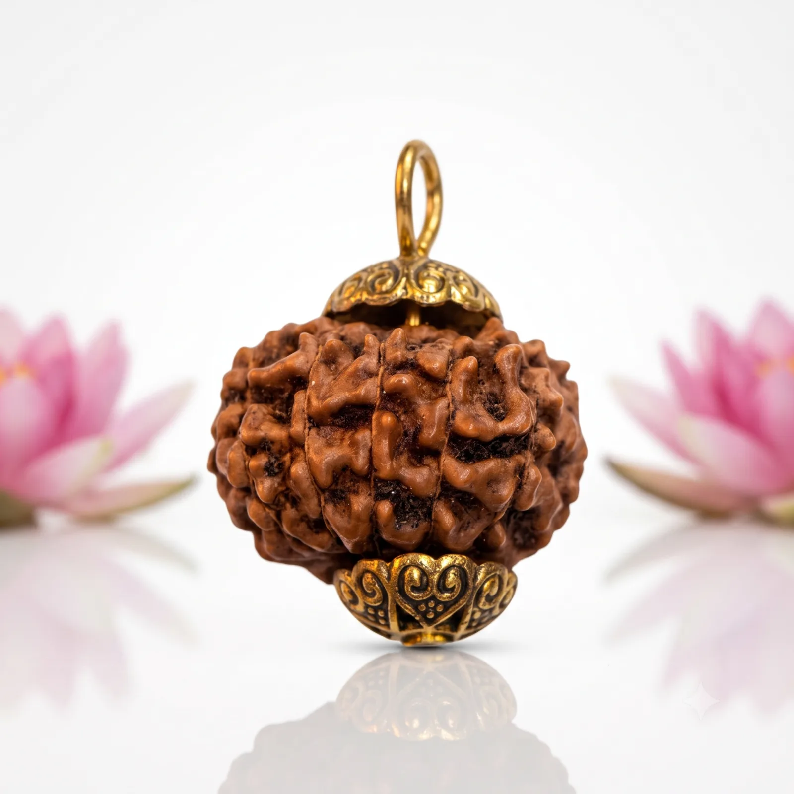Natural 12 Mukhi Rudraksha Gold Plated Pendant