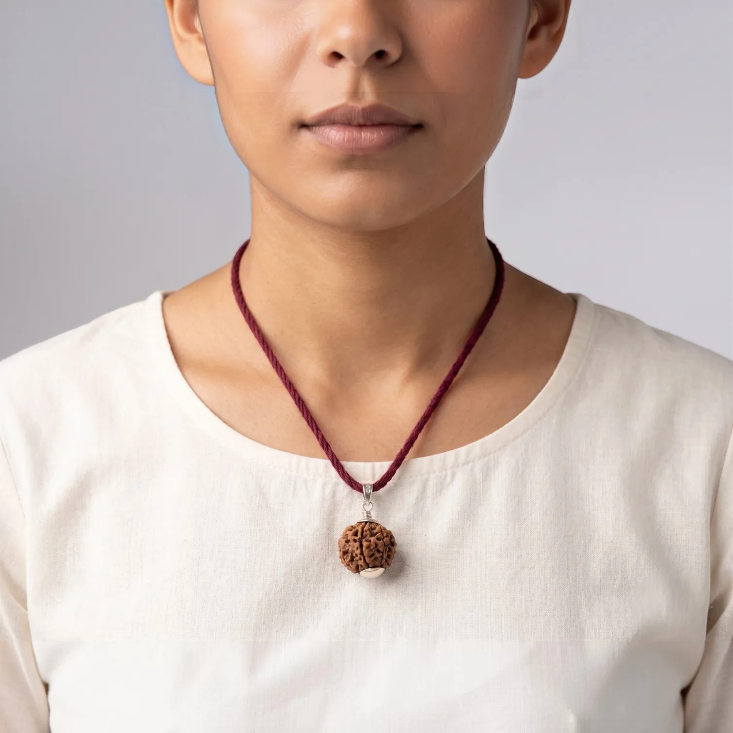 Natural 5 Mukhi Rudraksha Pendant – Silver (92.5)