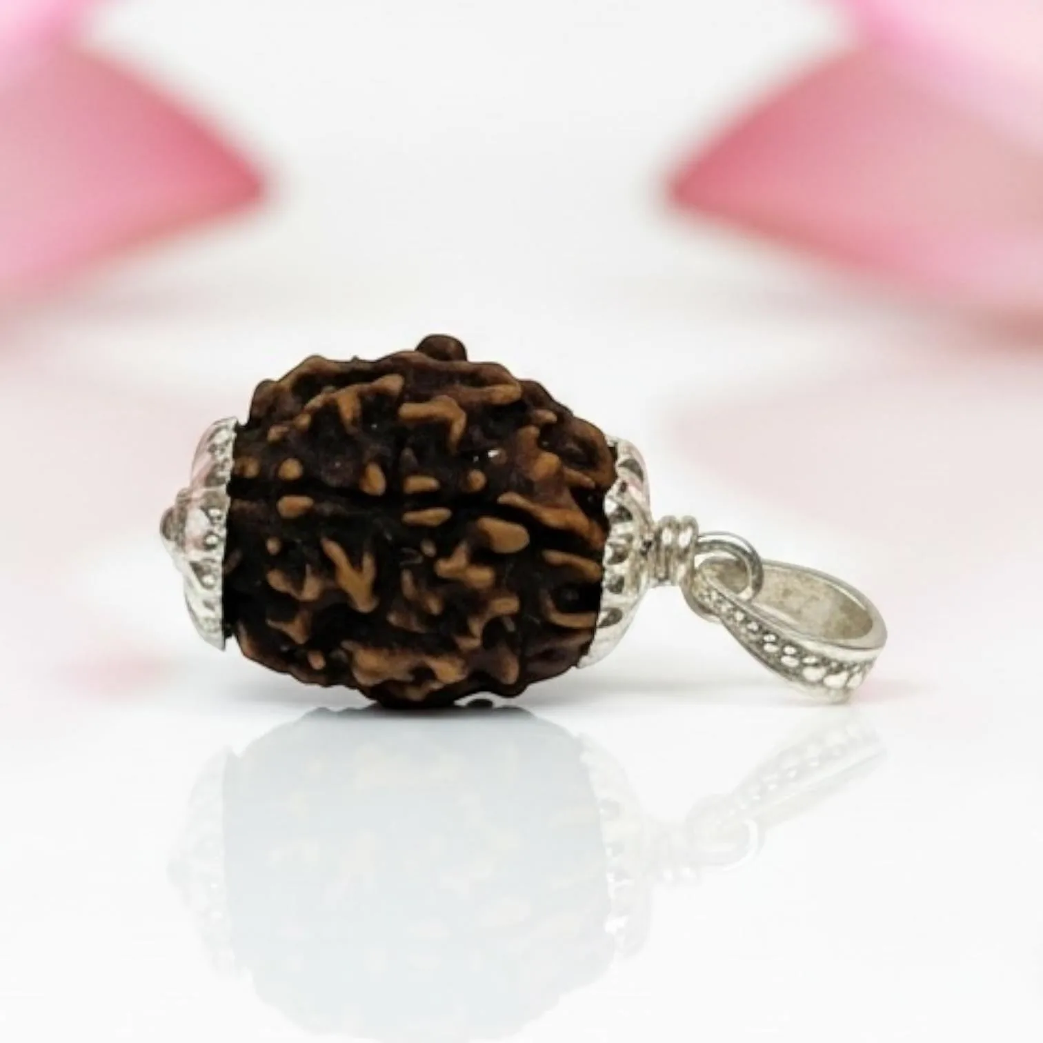  Natural 3 Mukhi Rudraksha Pendant-Silver (92.5)